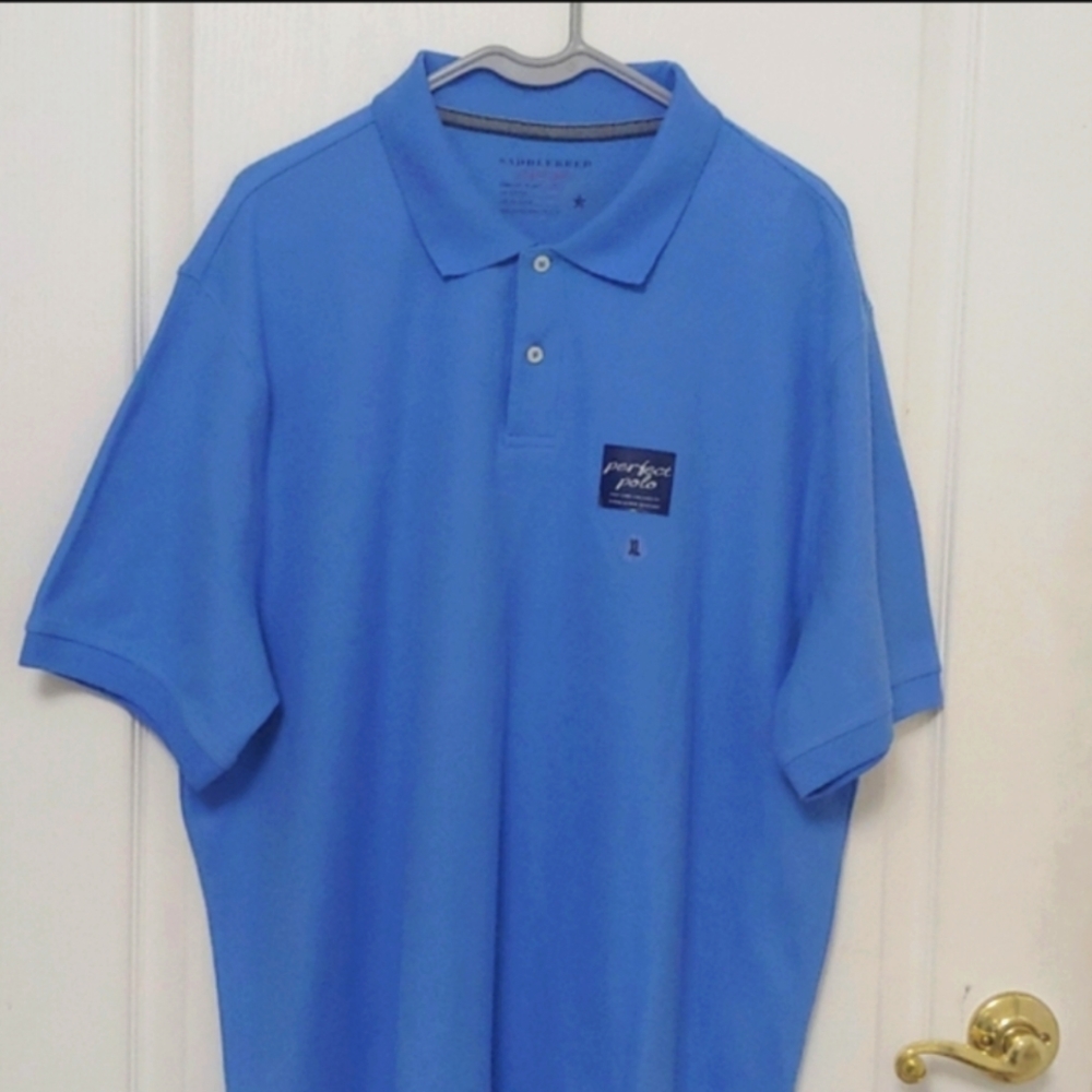 NEW Saddlebred Perfect Polo Caribbean Blue Shirt. Easy Care. Size XL.